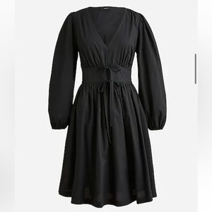 V-neck cotton poplin mini dress